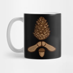 "Tree Seeds" Brown Pinecone and Helicopter and Acorn Mug